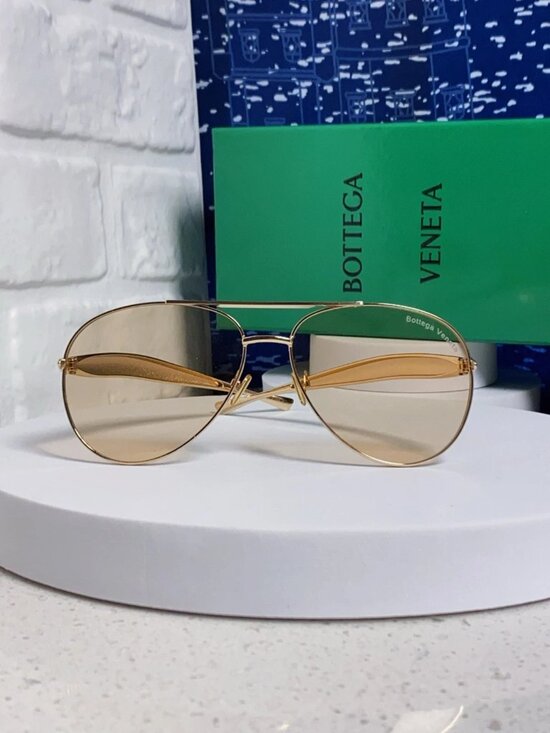 Bottega Veneta BV1305S Gold Frame Light Brown Lens Unisex Aviator Sunglasses main image 7